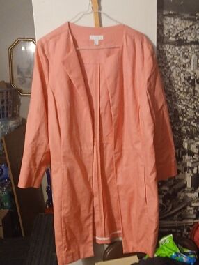 Women's Charter Club Open-Front Coral Blazer Coat Large